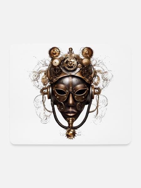 Viktorianische Steampunk Maske - Mousepad (Querformat) - Weiß