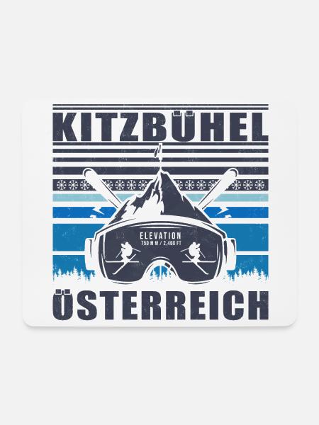 Kitzbühel Autriche Rétro Coucher De Soleil Ski 80s - Tapis de souris (format paysage) - blanc
