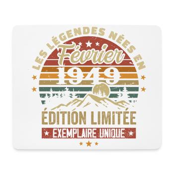 Nées En Février 1949 Anniversaire 75 ans Retro 75e - Tapis de souris (format paysage) - blanc - Devant