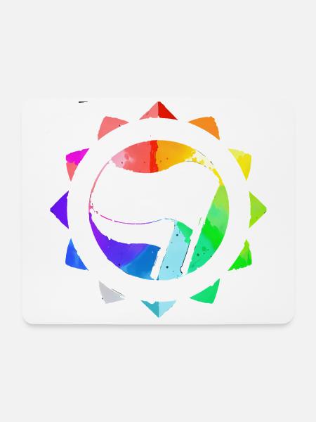 REGENBOGEN BUNT ANTIFASCHISTISCH - Mousepad (Querformat) - Weiß