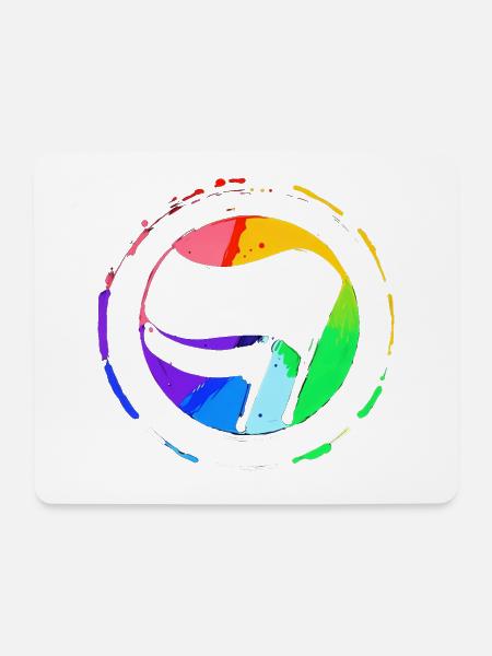 Regenbogen Antifa Flagge - Mousepad (Querformat) - Weiß