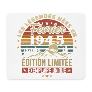 Geboren im Februar 1945, Geburtstag 79 Jahre, Retro 79 - Mousepad (Querformat) - Weiß - Vorne