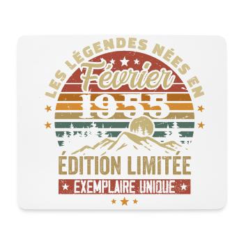 Born In February 1955 Birthday 69 Retro 69 - Mouse Pad (horizontal) - white - Front