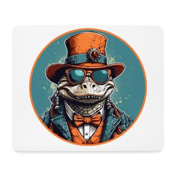 Alligator cool avec chapeau, lunettes de soleil et costume - Tapis de souris (format paysage) - blanc - Devant