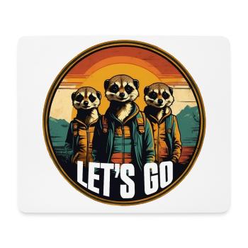 Coole Erdmännchen im Outdoor Outfit Vintage Stil - Mousepad (Querformat) - Weiß - Vorne