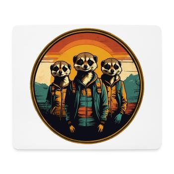 Coole Erdmännchen im Outdoor Outfit Vintage Stil - Mousepad (Querformat) - Weiß - Vorne