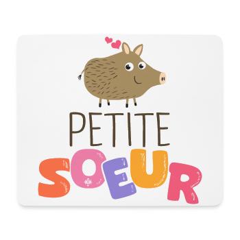 petite soeur cadeau famille chasseur sanglier - Tapis de souris (format paysage) - blanc - Devant