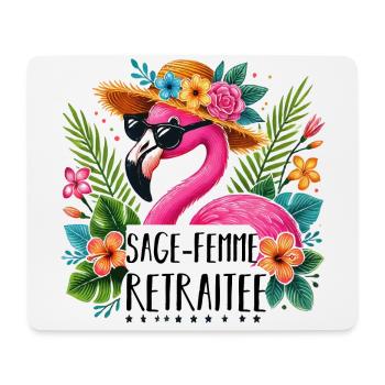 Sage-femme retraitée cadeau retraite flamant rose - Tapis de souris (format paysage) - blanc - Devant