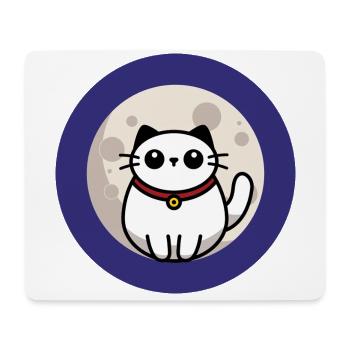 The Cat on The Moon - Mouse Pad (horizontal) - white - Front