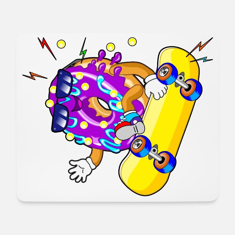 Donut Skateboard Skater - Mousepad (Querformat) - Weiß