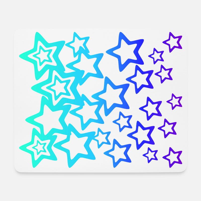 Viele blaue Sterne, Sternenmuster - Mousepad (Querformat) - Weiß