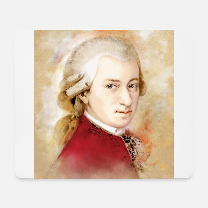 Wolfgang Amadeus Mozart im Aquarell Stil - Mousepad (Querformat) - Weiß