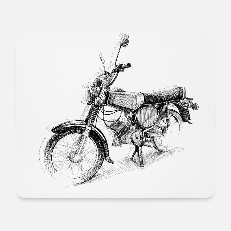 Retro DDR Moped - Mousepad (Querformat) - Weiß