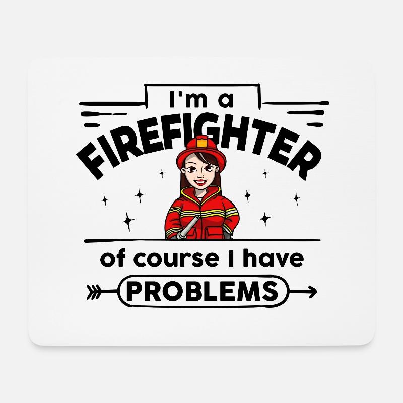 Feuerwehrfrau - with Problems - Mousepad (Querformat) - Weiß