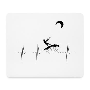 EKG Herzschlag Heartbeat Kitesurfing - Mousepad (Querformat) - Weiß - Vorne