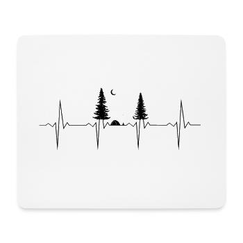 EKG Herzschlag Heartbeat Wald und Outdoor - Mousepad (Querformat) - Weiß - Vorne