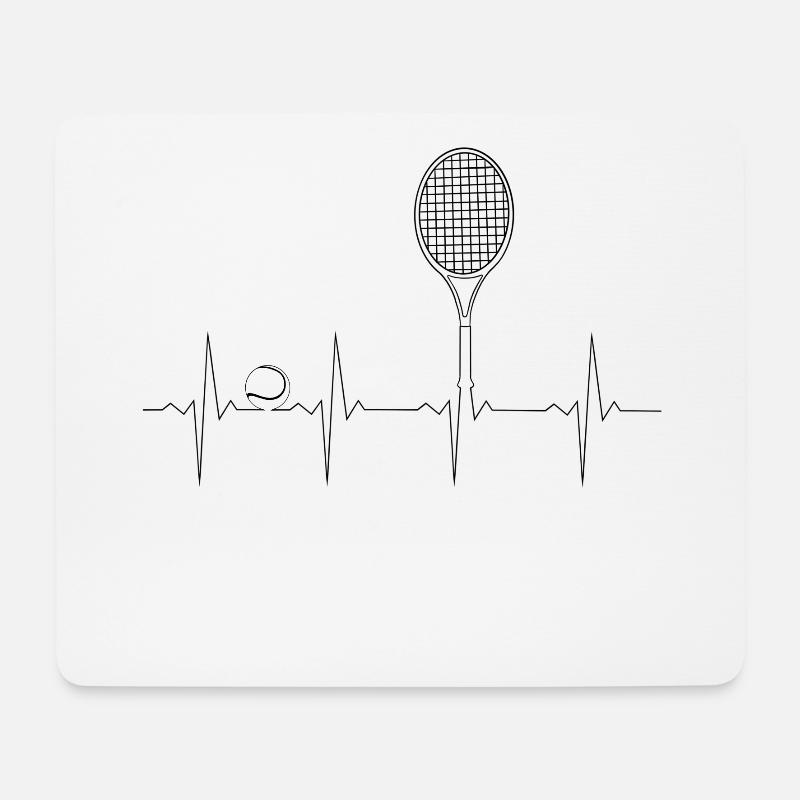 EKG Herzschlag Heartbeat Tennis - Mousepad (Querformat) - Weiß