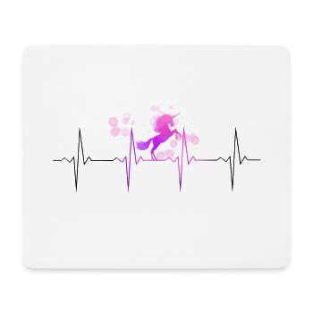 EKG Herzschlag Heartbeat Pink Unicorn / Einhorn - Mousepad (Querformat) - Weiß - Vorne