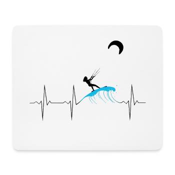 EKG Herzschlag Heartbeat Kitesurfing Woman Female - Mousepad (Querformat) - Weiß - Vorne