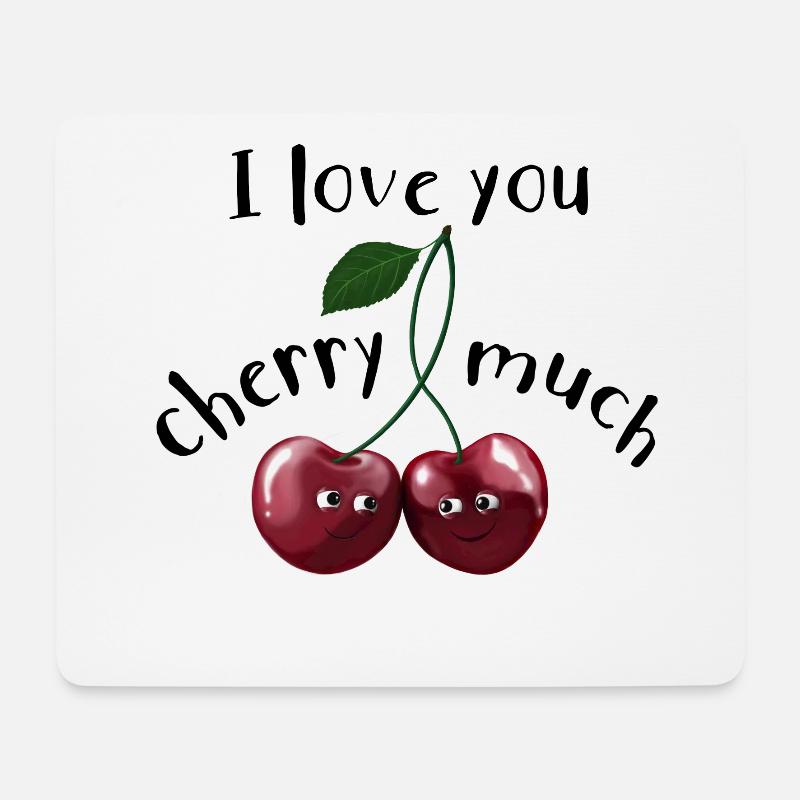 Kirschen - Love you cherry much - Mousepad (Querformat) - Weiß