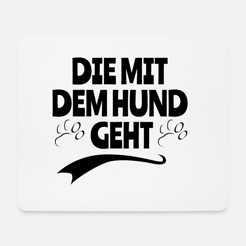 Die mit dem Hund geht - Mousepad (Querformat) - Weiß