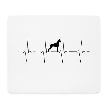 EKG Herzschlag Heartbeat Hund Boxer - Mousepad (Querformat) - Weiß - Vorne