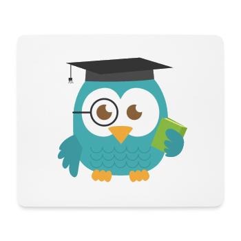 Blue Teal Teacher Owl Graduate - Mouse Pad (horizontal) - white - Front
