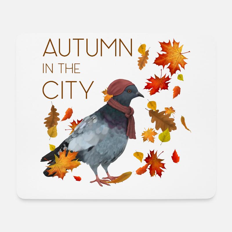Herbst Stimmung in der Stadt mit Taube - Mousepad (Querformat) - Weiß