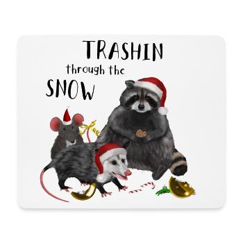 Christmas - Racoon Mouse Rat Opossum - Mousepad (Querformat) - Weiß - Vorne
