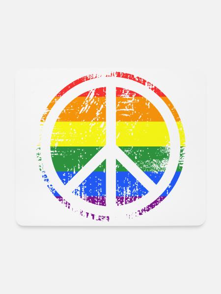 Peacezeichen Regenbogen - Mousepad (Querformat) - Weiß