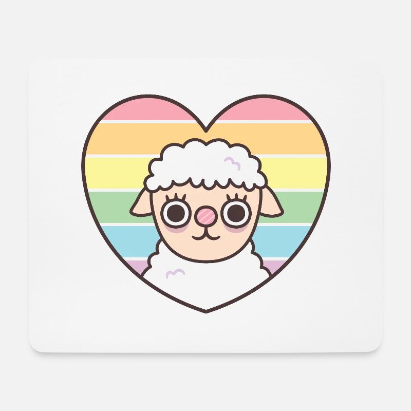 Süßes Schaf Regenbogenherz Subtiler Stolz - Mousepad (Querformat) - Weiß