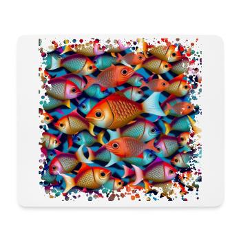 Viele Fische schwimmen in großen Schwärmen - Mousepad (Querformat) - Weiß - Vorne