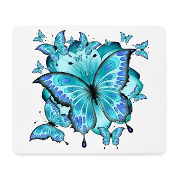 Schmetterlinge mit Blume - Mousepad (Querformat) - Weiß - Vorne