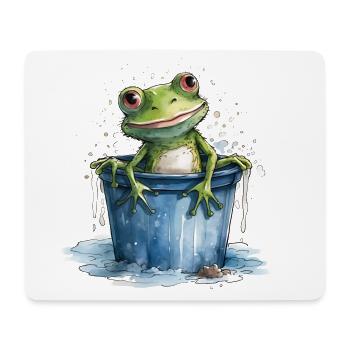 La grenouille lave et refroidit dans le seau d’eau - Tapis de souris (format paysage) - blanc - Devant