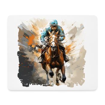 The majestic thoroughbred horses and their riders - Mouse Pad (horizontal) - white - Front