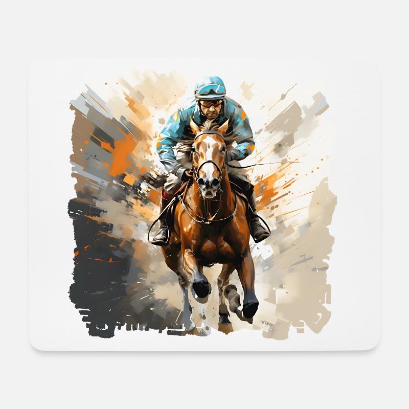 Die majestätischen Vollblutpferde und ihre Reiter - Mousepad (Querformat) - Weiß