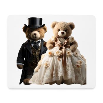 Zwei glücklich frisch verheiratete Bären - Mousepad (Querformat) - Weiß - Vorne