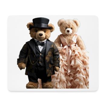 Zwei Teddybären frisch verheiratet - Mousepad (Querformat) - Weiß - Vorne