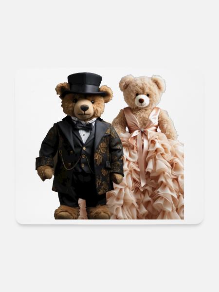 Zwei Teddybären frisch verheiratet - Mousepad (Querformat) - Weiß