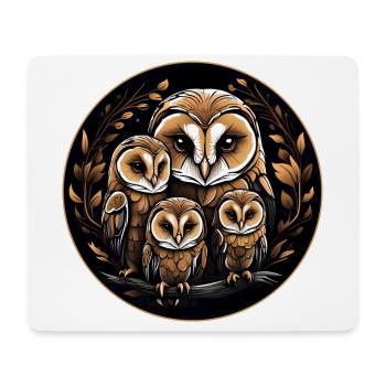 Schleiereule Schleiereulenfamilie Eulengrafik - Mousepad (Querformat) - Weiß - Vorne