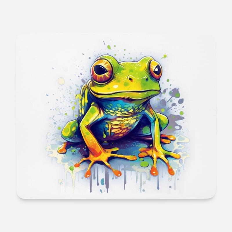 Bunter Frosch - Mousepad (Querformat) - Weiß