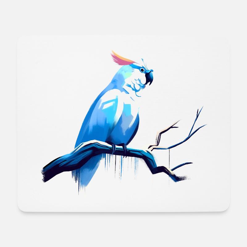 Kakadu auf Ast - Mousepad (Querformat) - Weiß