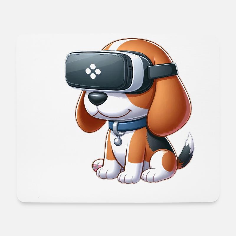 Beagle Hund VR Gamer Gaming Science Fiction - Mousepad (Querformat) - Weiß
