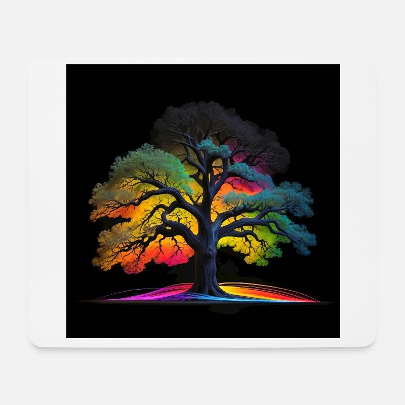 Baum in Leuchtfarben - Mousepad (Querformat) - Weiß
