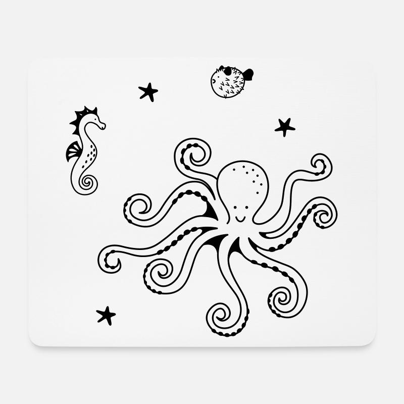 Octopus and Friends - Mousepad (Querformat) - Weiß