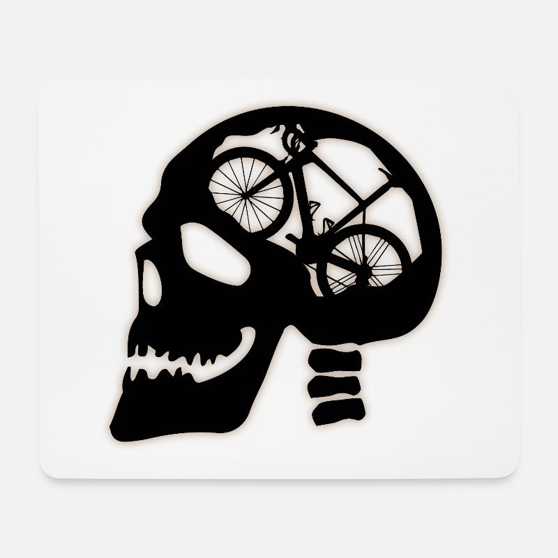 Schädel mit Fahrrad drinnen - Mousepad (Querformat) - Weiß