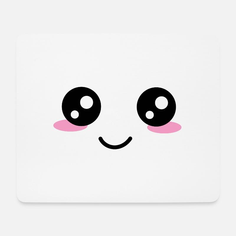 Kawaii face eyes - Mouse Pad (horizontal) - white