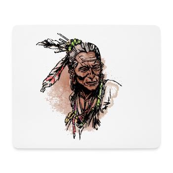 Porträt der amerikanischen Ureinwohner - Mousepad (Querformat) - Weiß - Vorne