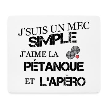 Mec simple humour pétanque - Tapis de souris (format paysage) - blanc - Devant