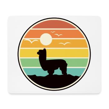 Alpaka Silhouette vor Sonnenuntergang - Mousepad (Querformat) - Weiß - Vorne